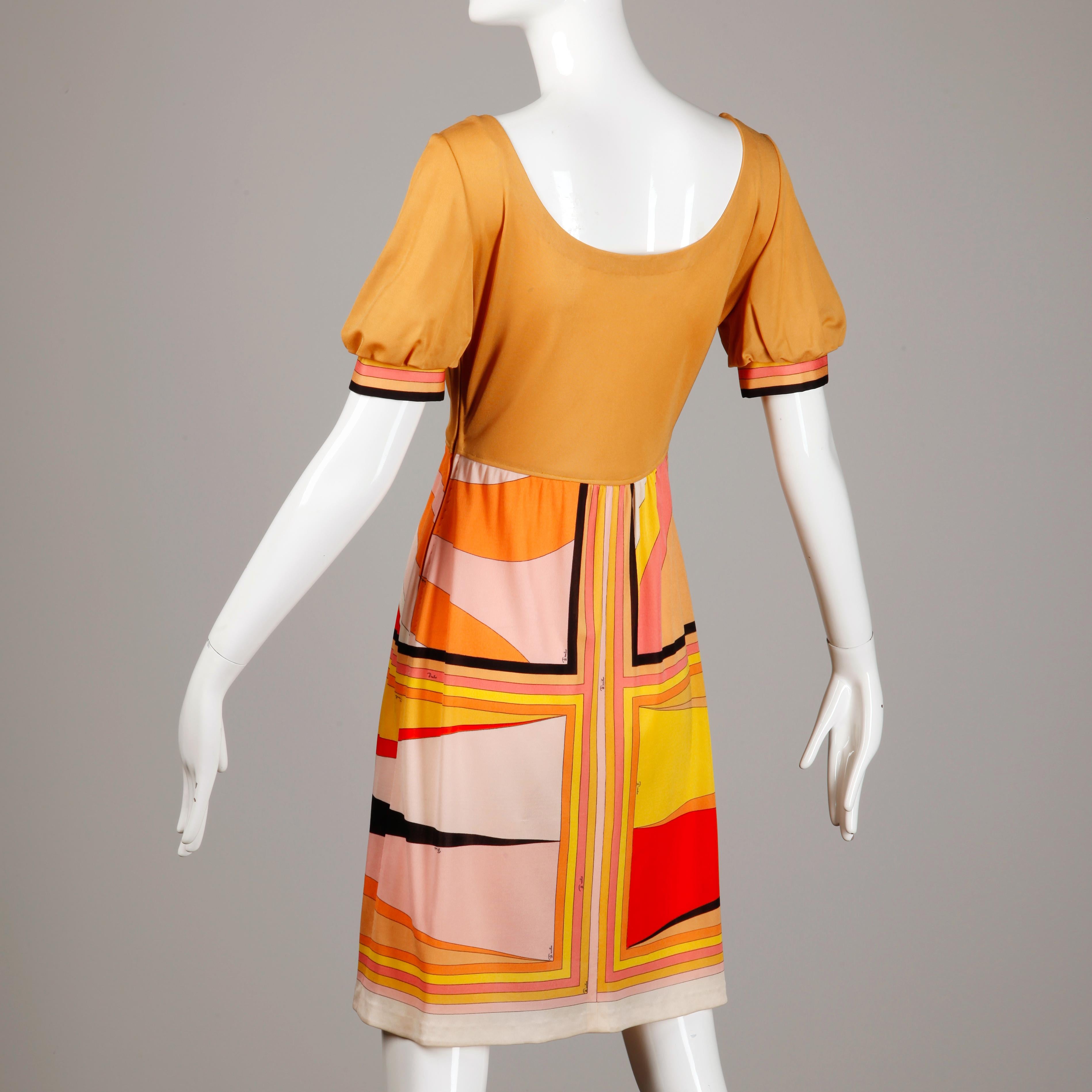 1970s Vintage Emilio Pucci Silk Jersey Knit Dress- Signed For Sale 2