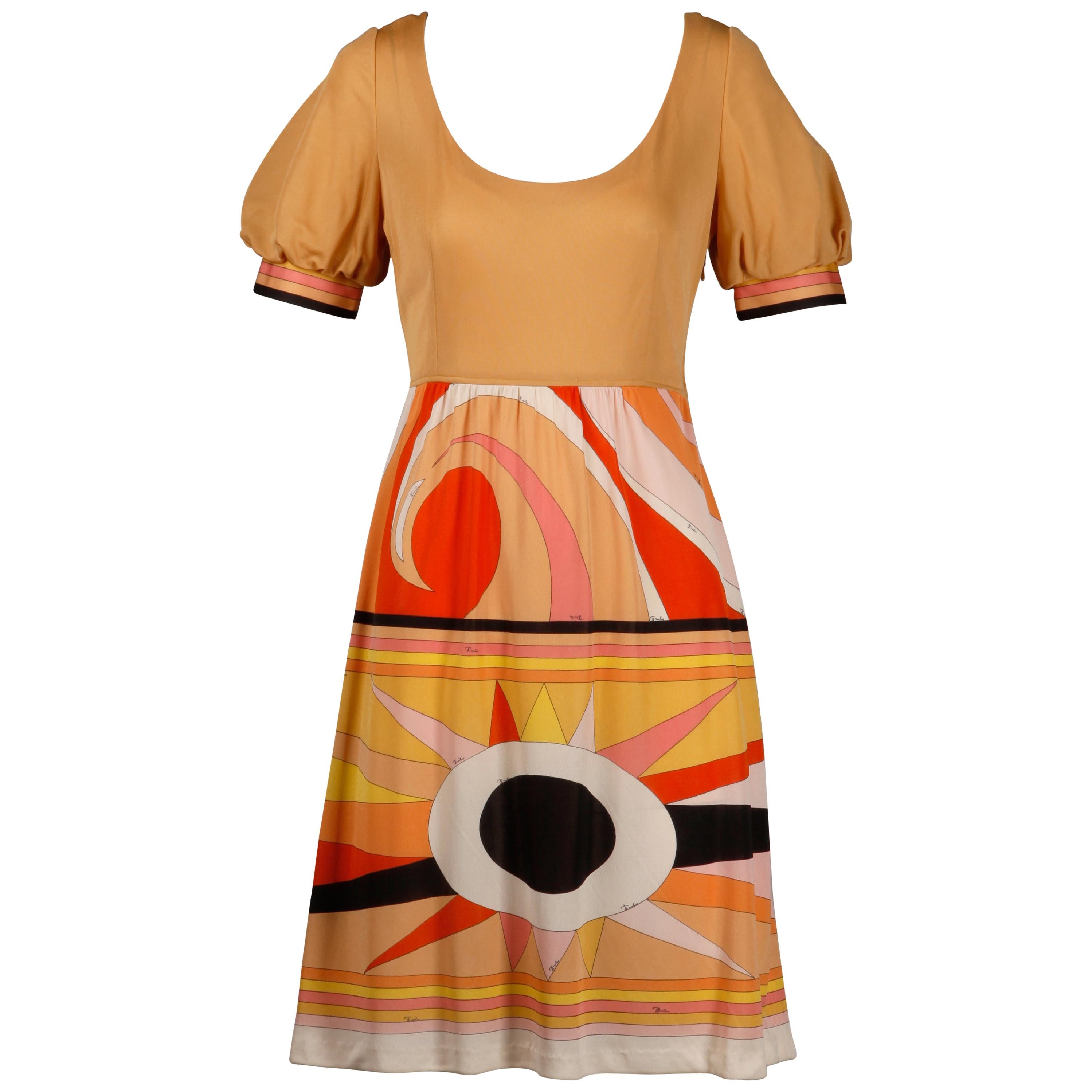 1970s Vintage Emilio Pucci Silk Jersey Knit Dress- Signed For Sale