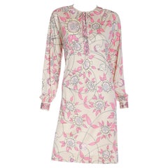 1970s Retro Emilio Pucci Silk Jersey Pale Yellow & Pink Floral Dress