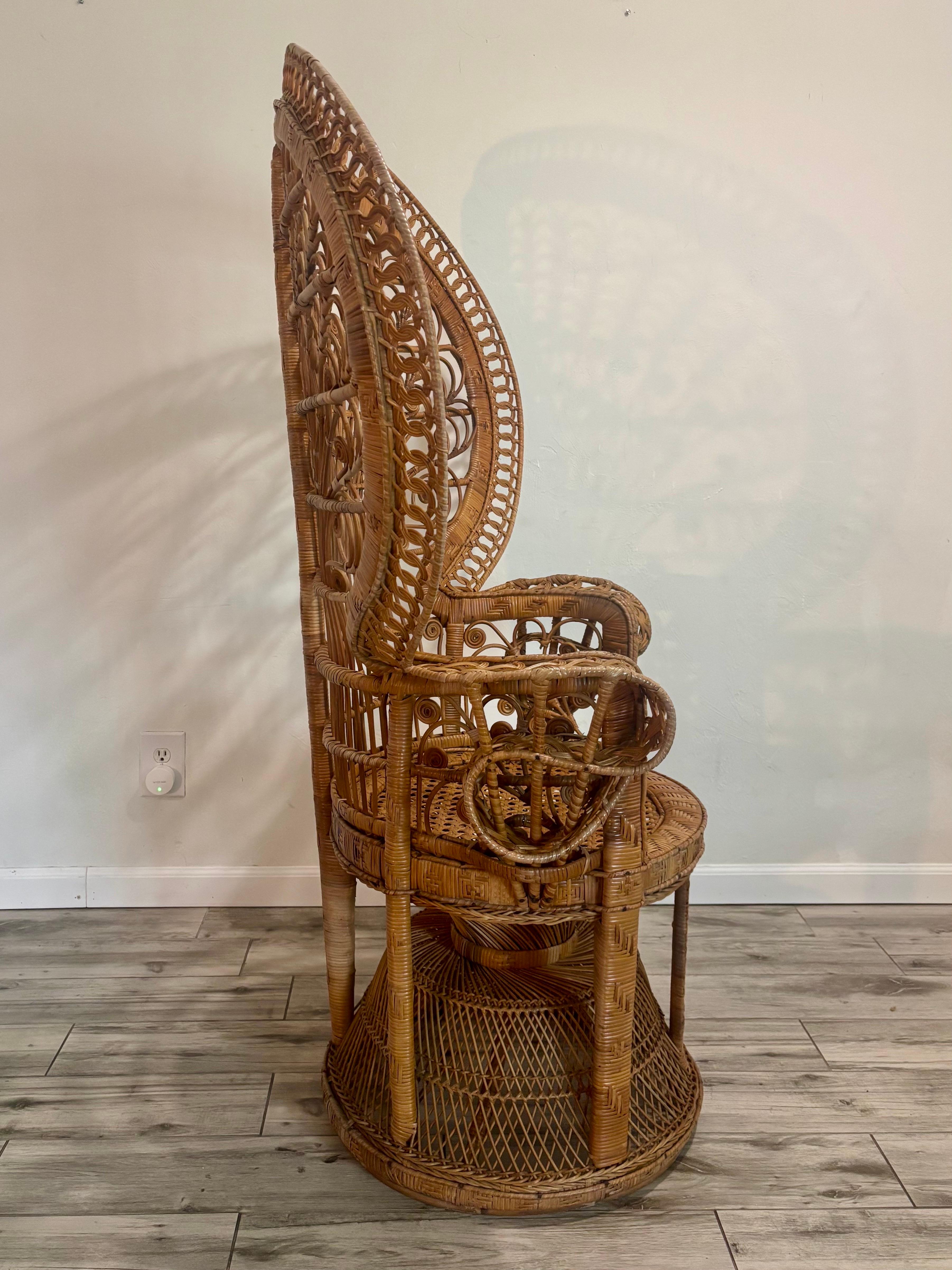 1970 Vintage Emmanuelle Style Peacock Chair en vente 2