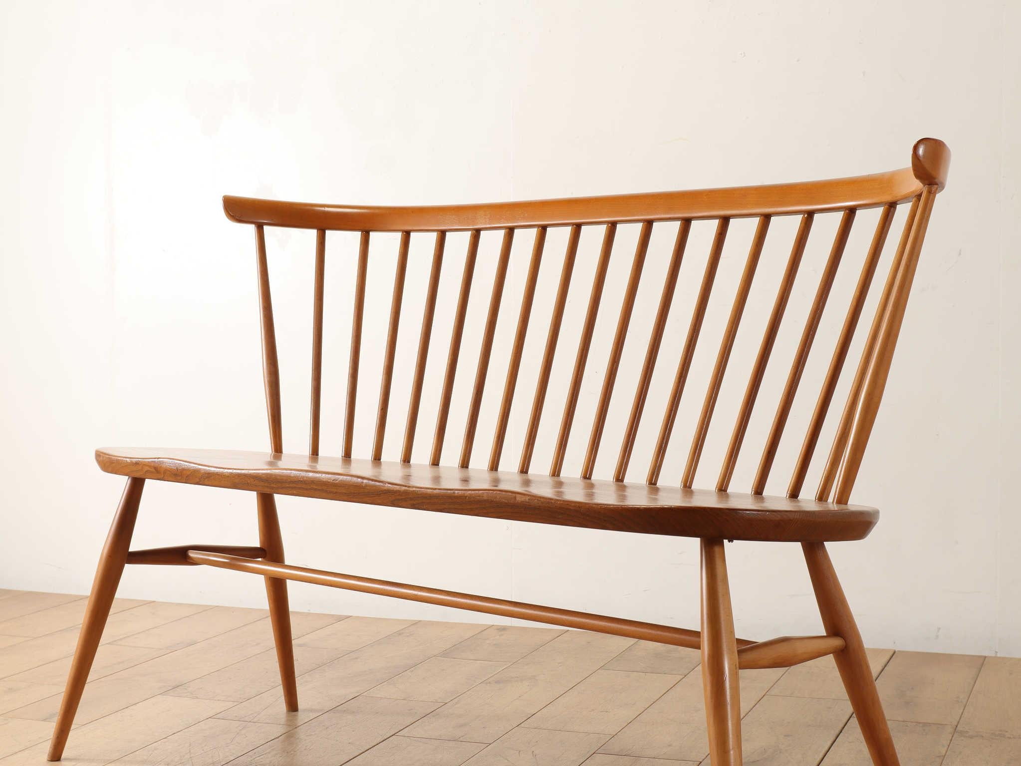 Beech 1970s Vintage Ercol Love Seat Bench For Sale