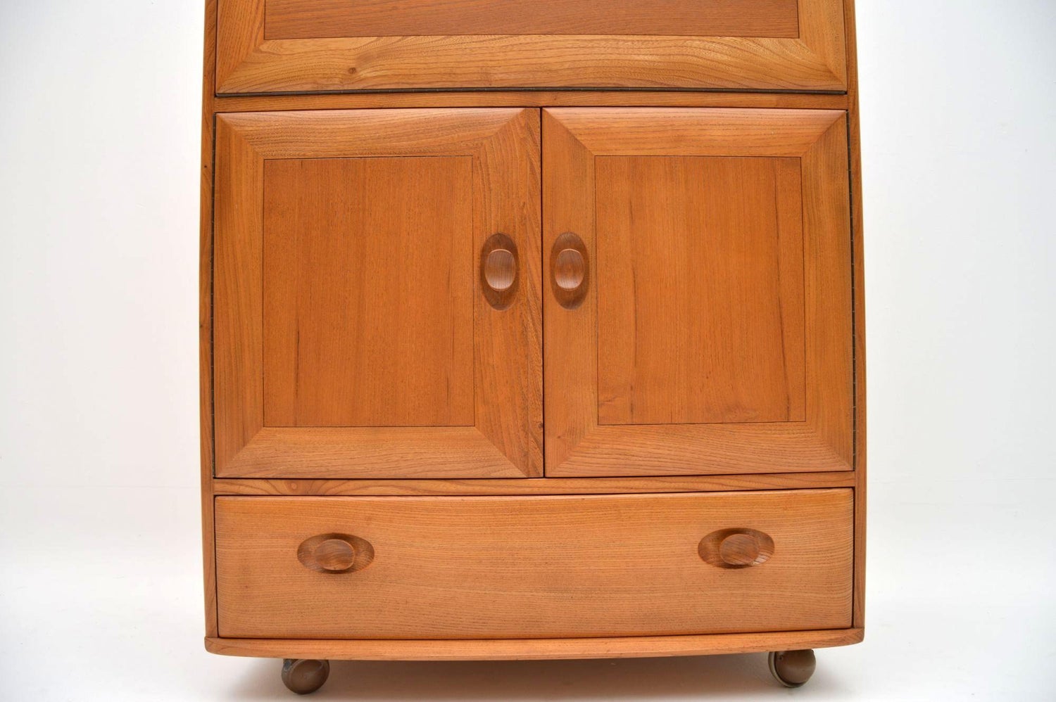 1970s Vintage Ercol Solid Elm Bureau Cabinet At 1stdibs