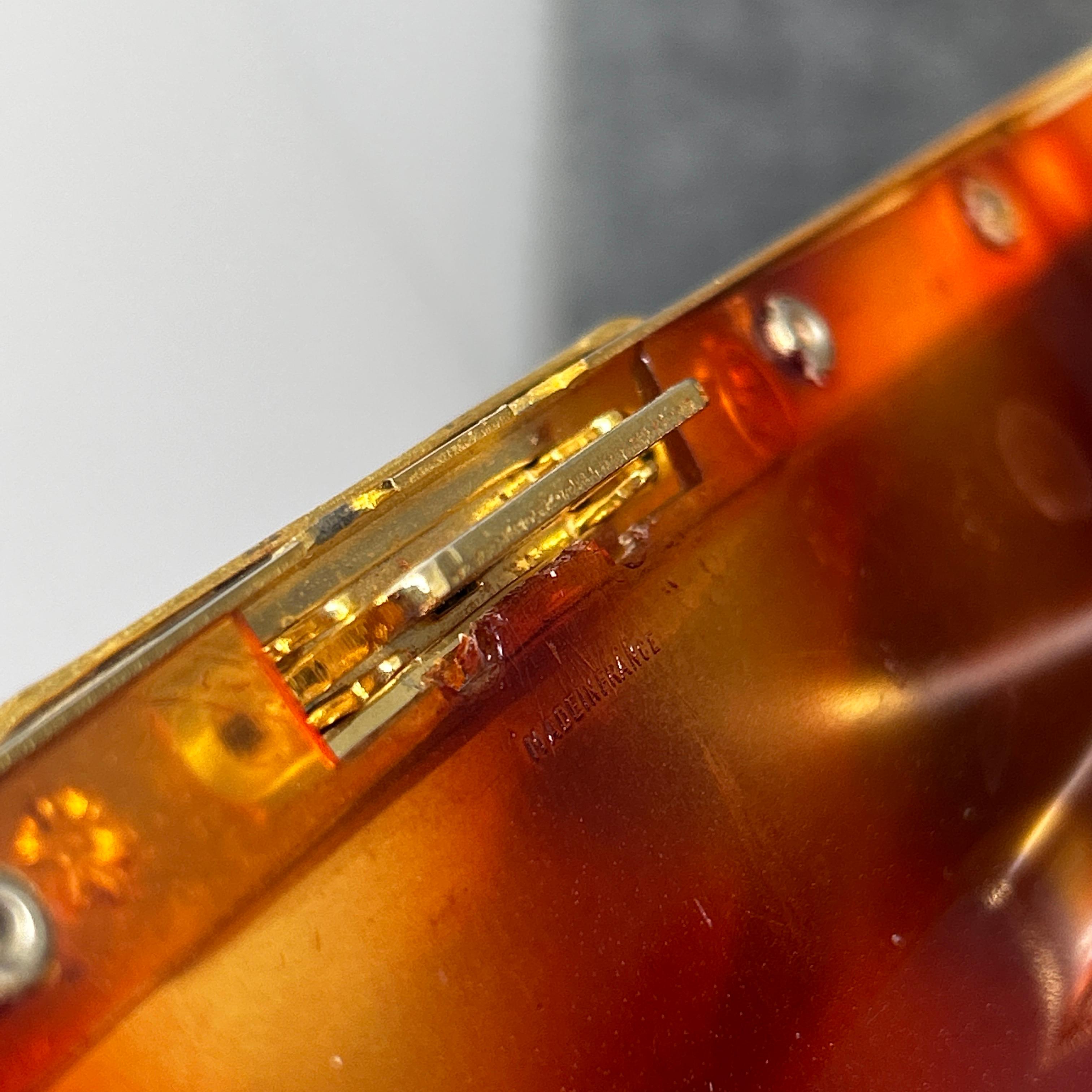 1970s Vintage Fake Tortoise Shell Lucite and Gilded Metal French Hand-Bag For Sale 1