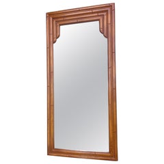 Miroir vintage en faux bambou des années 1970, couleur naturelle