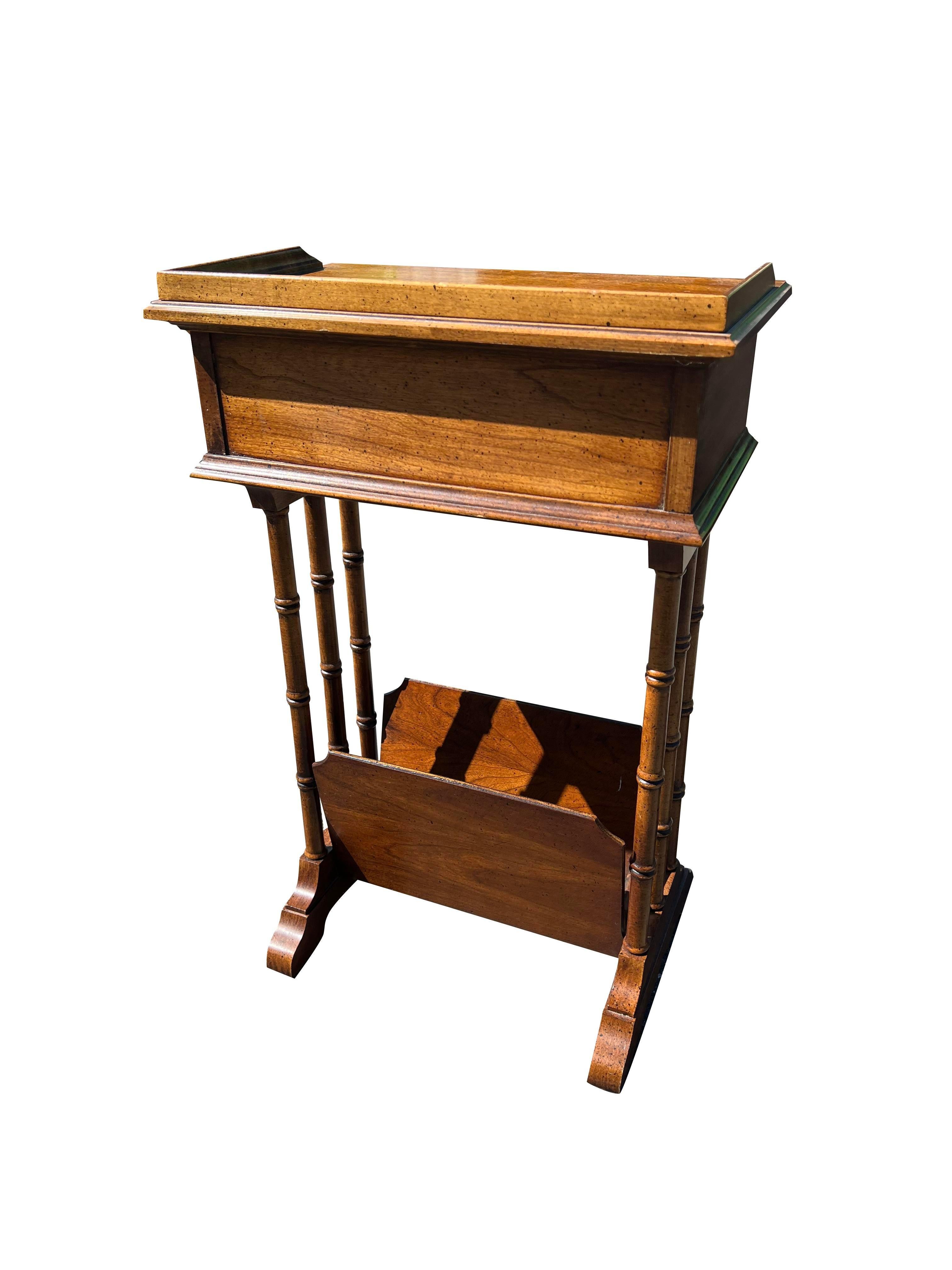 Late 20th Century 1970s Vintage Faux Bamboo Small Accent Table With Magazine Rack