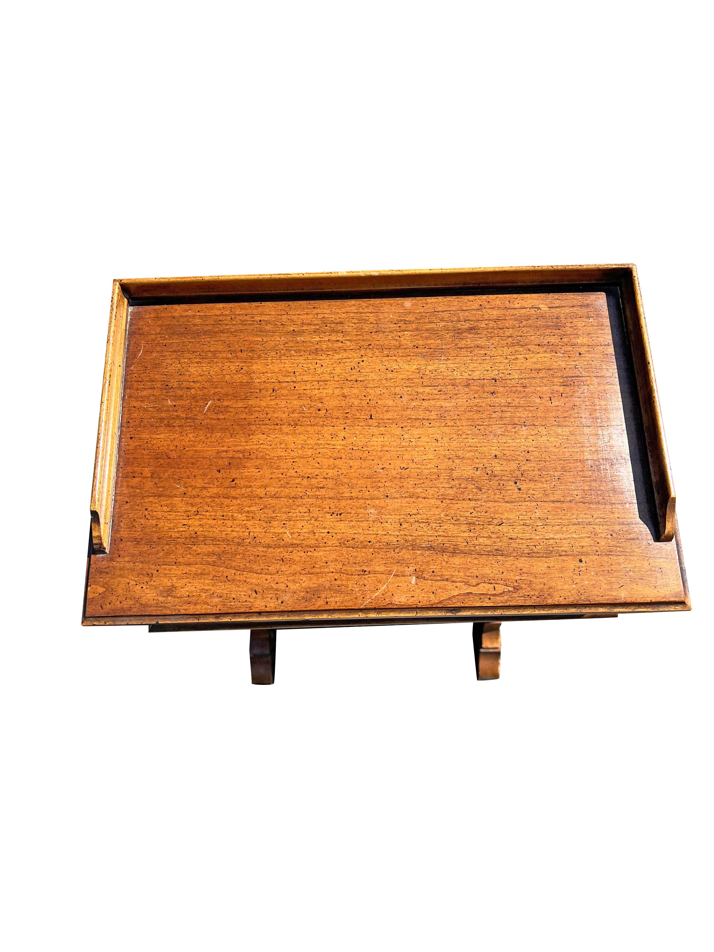1970s Vintage Faux Bamboo Small Accent Table With Magazine Rack 1