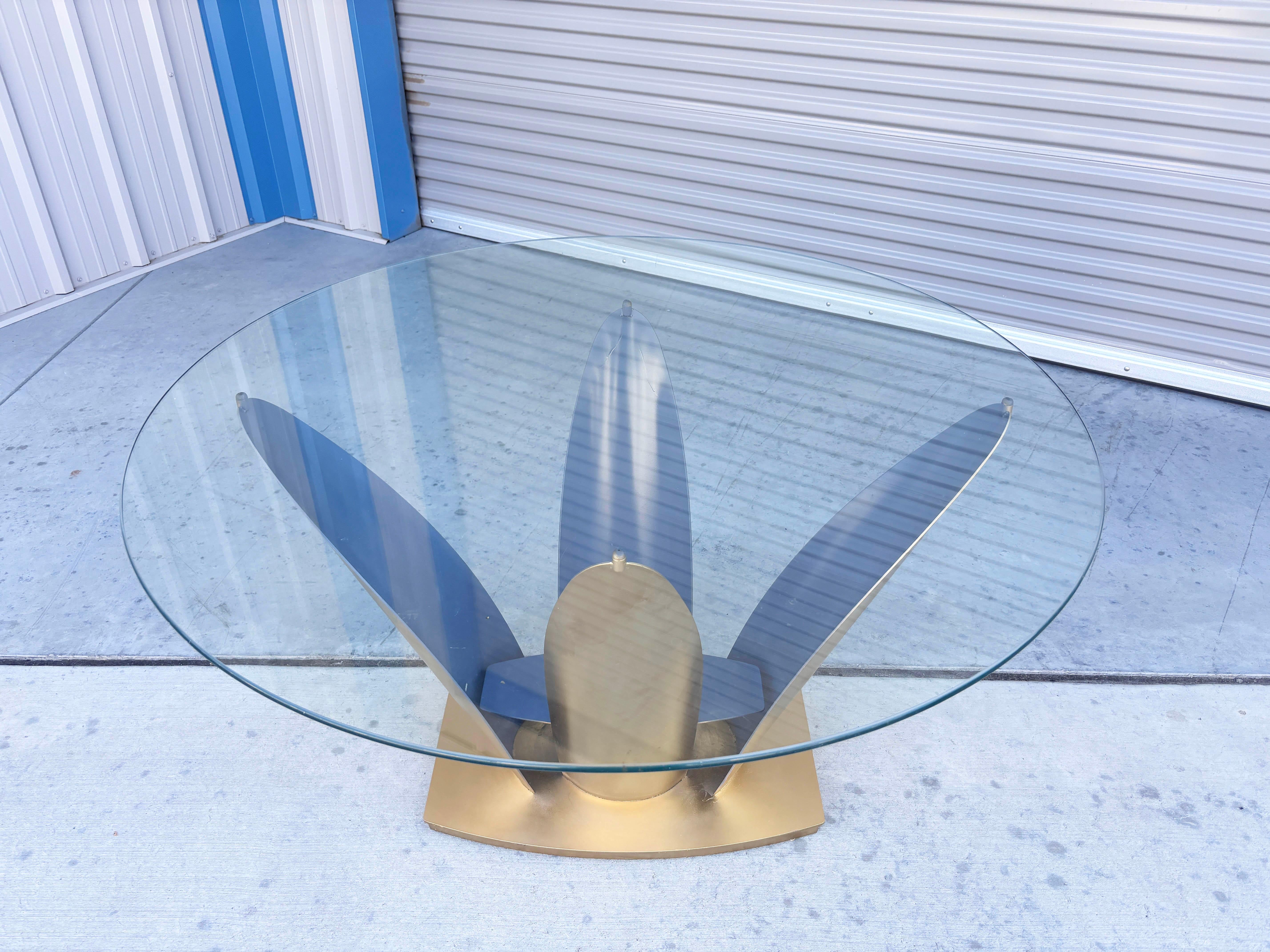 Mid-Century Modern Table de salle à manger vintage à fleurs des années 1970 en vente