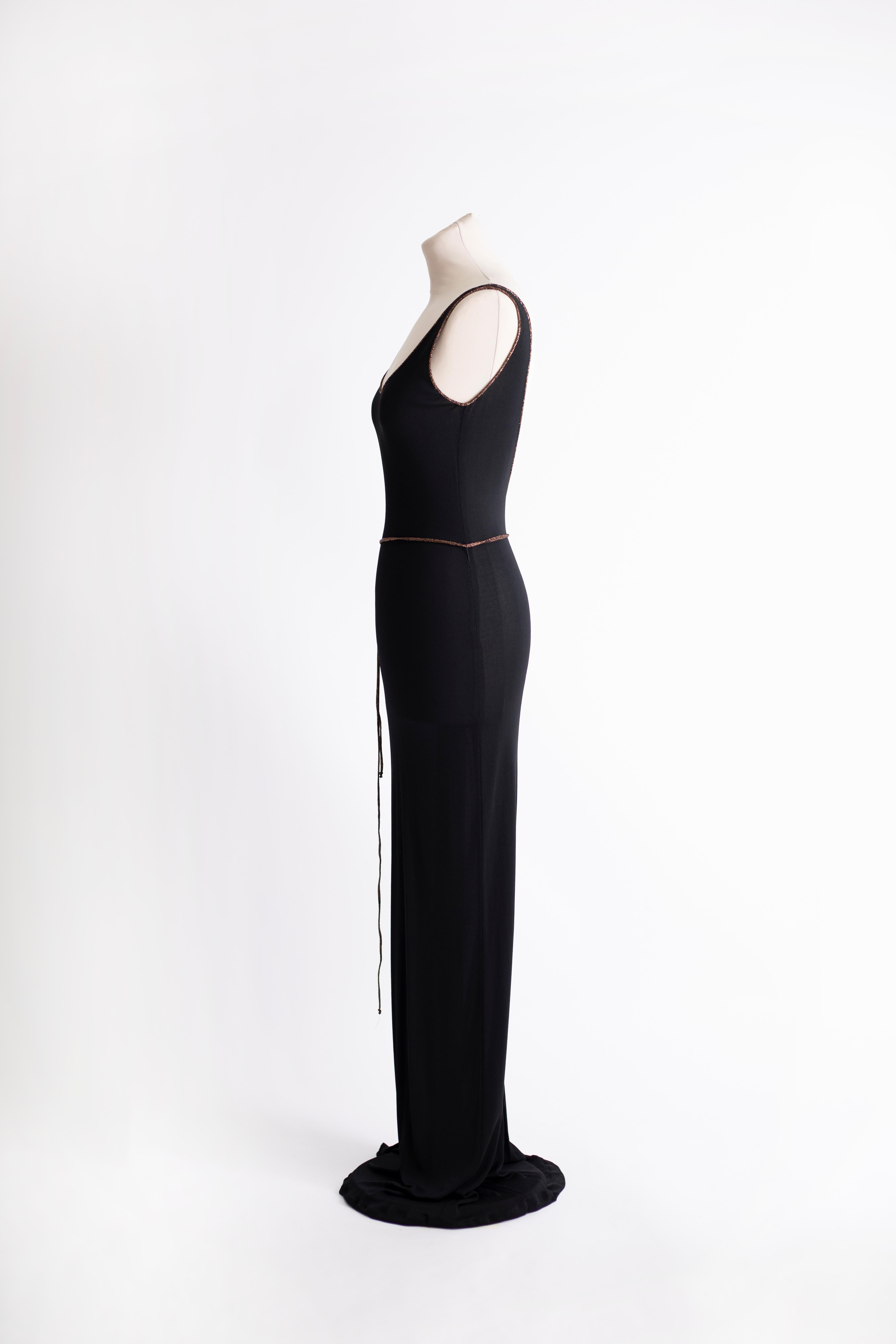Black 1970s Vintage fluid black dress in sheer jersey For Sale