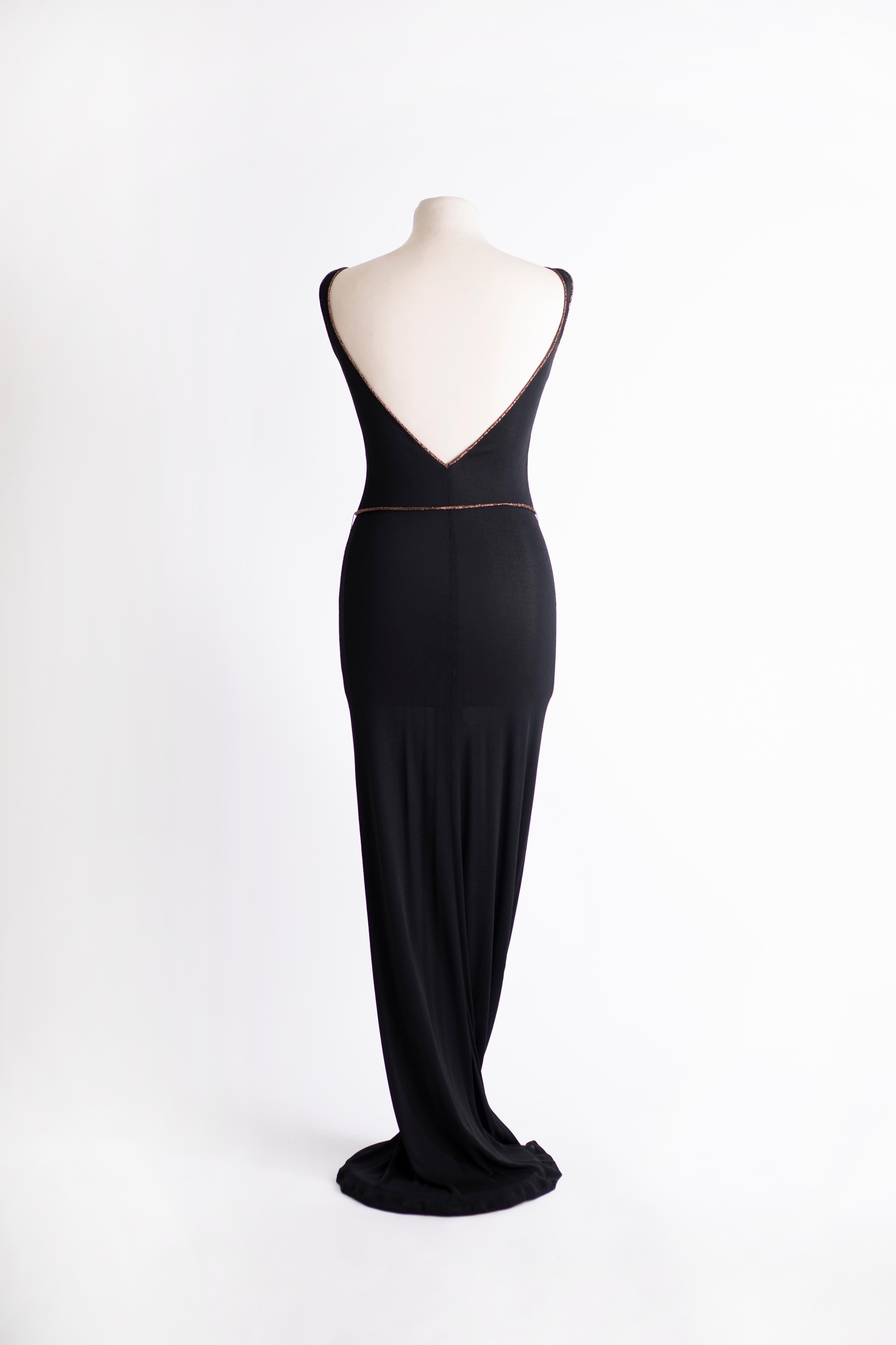 Women's 1970s Vintage fluid black dress in sheer jersey For Sale