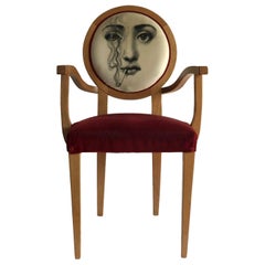 1970's Italian Armchair upholstered in Fornasetti print