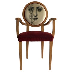 1970's Italian Armchair upholstered in Fornasetti print