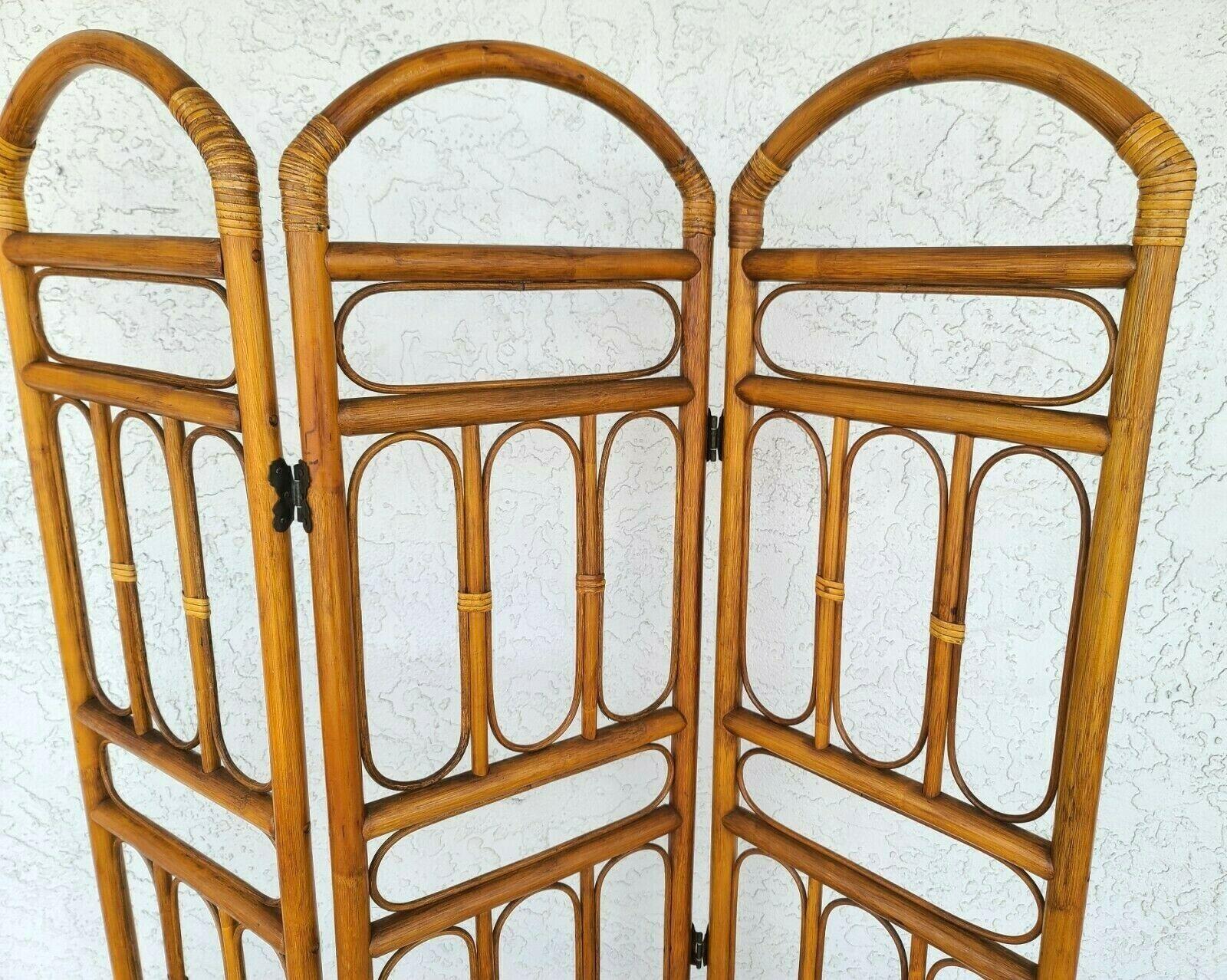 Offering One Of Our Recent Palm Beach Estate Fine Furniture Acquisitions Of A
1970's Vintage FRANCO ALBINI Style Rattan Bamboo Room Divider Screen Paravant

Approximate Measurements in Inches
71