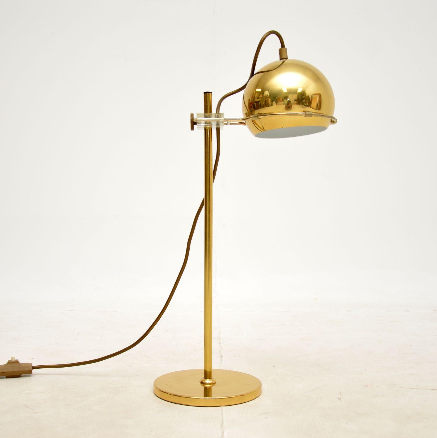 Mid-Century Modern 1970s Vintage French Brass Desk Lamp For Sale