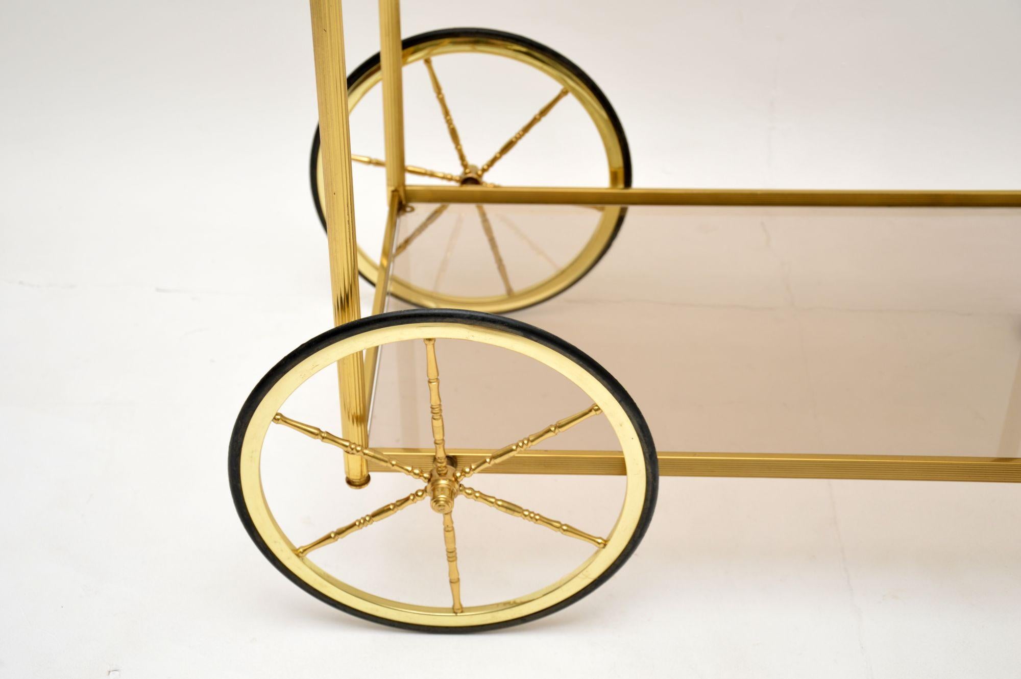 1970’s Vintage French Brass Drinks Trolley / Bar Cart For Sale 1