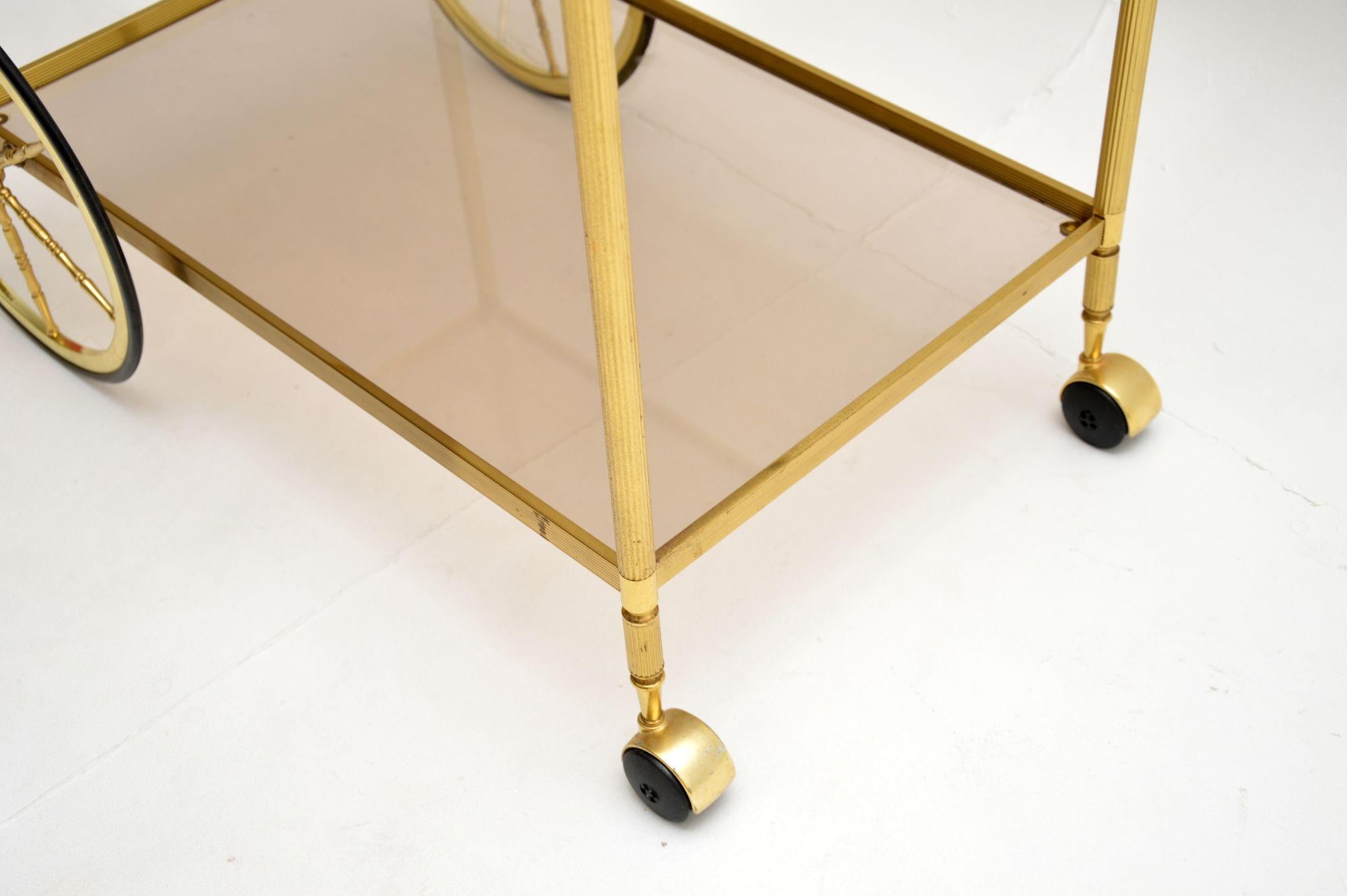 1970’s Vintage French Brass Drinks Trolley / Bar Cart For Sale 2