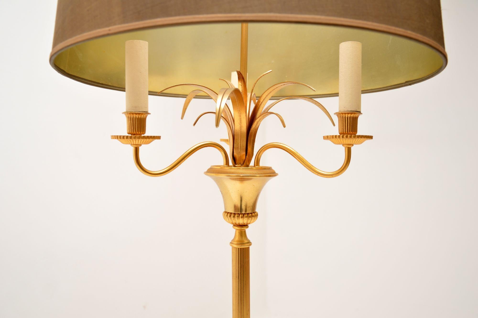 1970s Vintage French Brass Floor Lamp For Sale 2