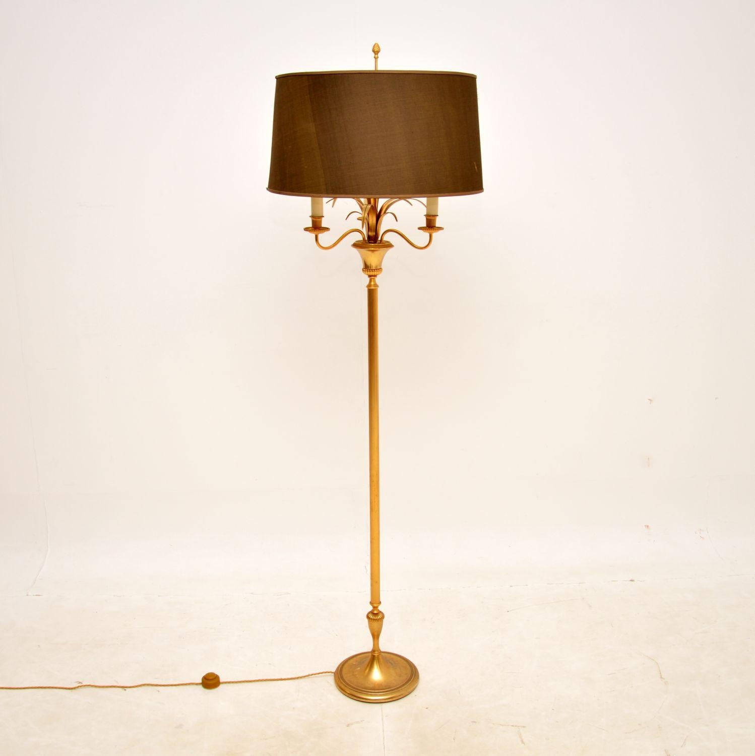 1970s Vintage French Brass Floor Lamp In Good Condition For Sale In London, GB