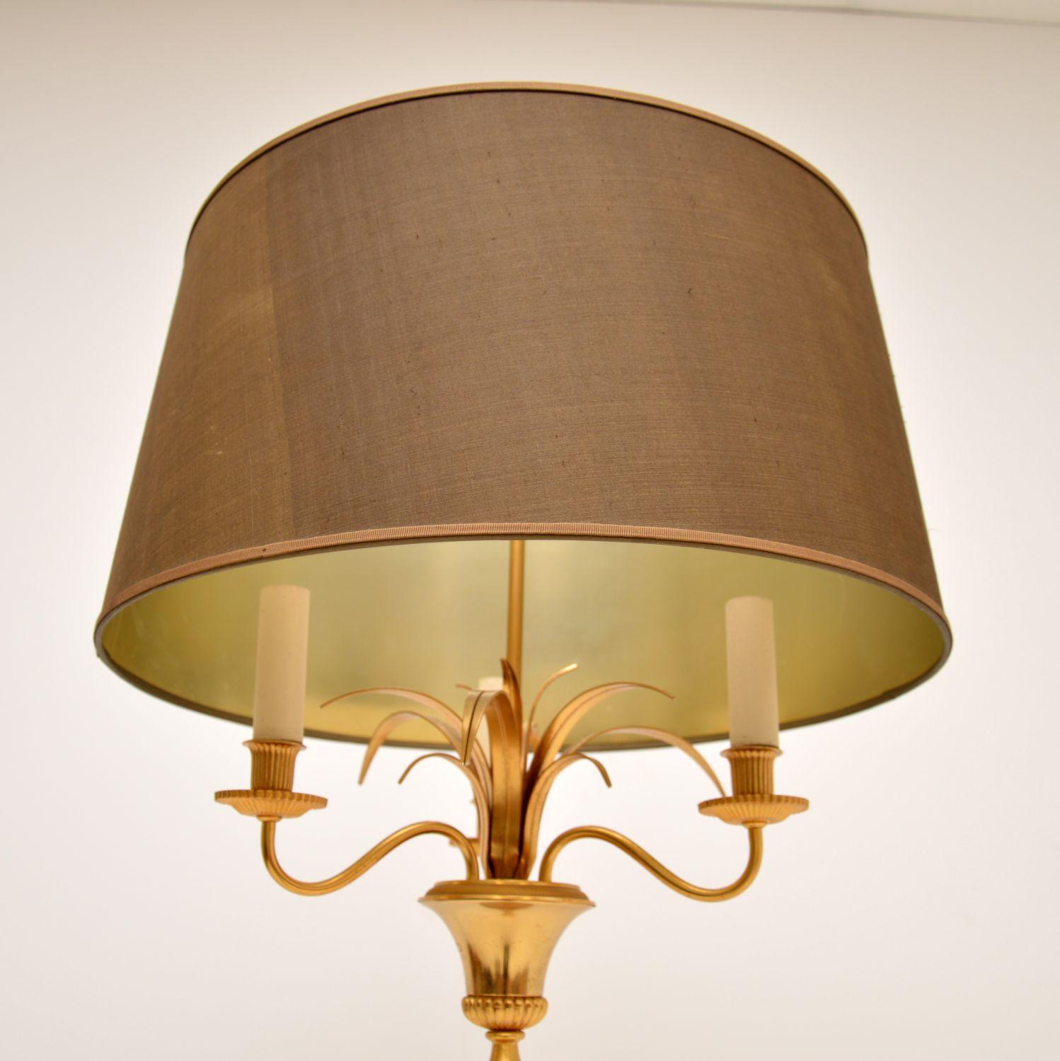 1970s Vintage French Brass Floor Lamp For Sale 1