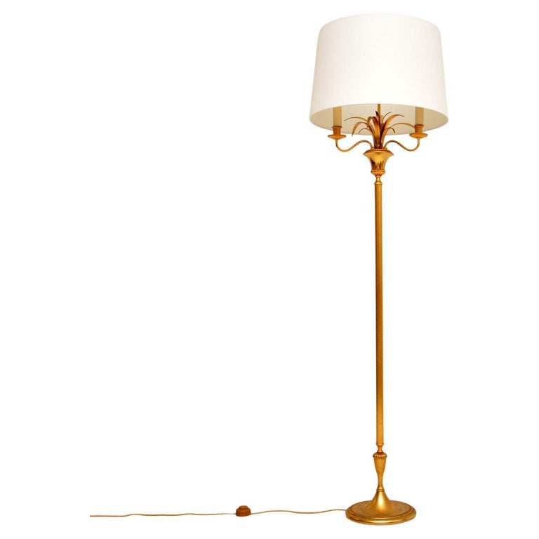 1970's Vintage French Brass Floor Lamp For Sale at 1stDibs