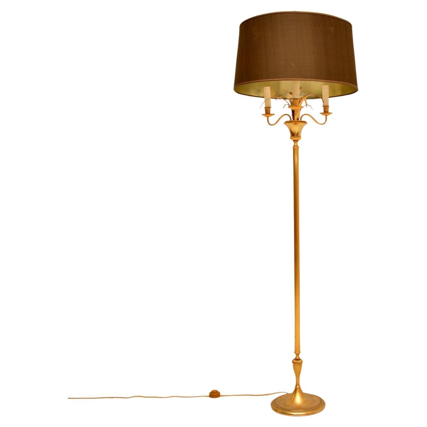 1970s Vintage French Brass Floor Lamp For Sale