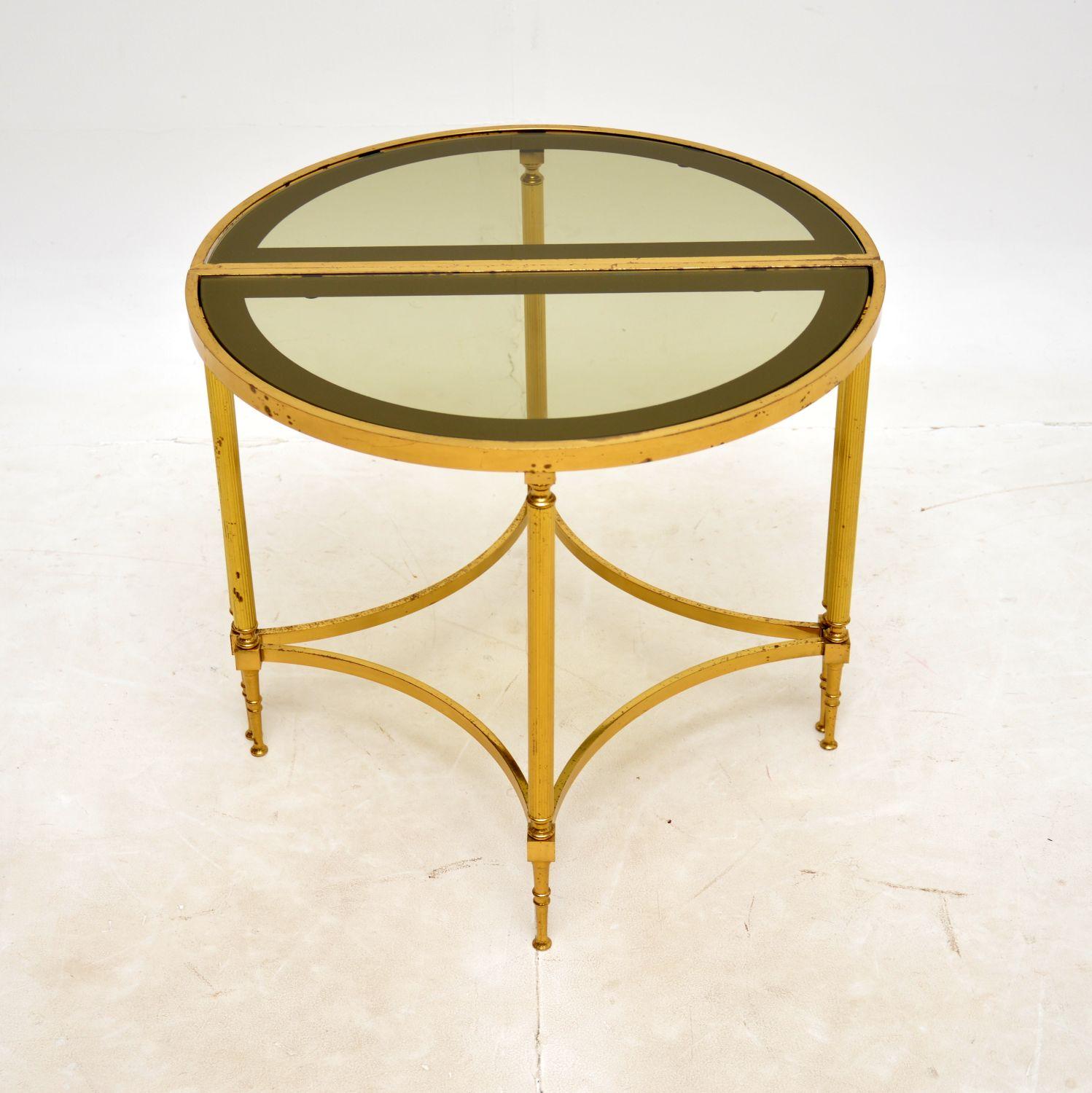 1970s Vintage French Brass & Glass Coffee Table / Side Tables In Good Condition For Sale In London, GB