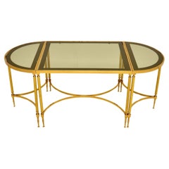 Mesa de centro / mesas auxiliares vintage francesa de latón y cristal de los años 70