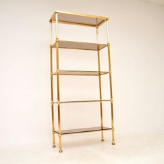 Französischer Etagere-Bücherregal/Vitrinenschrank aus Messing und Glas, 1970er Jahre