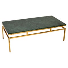 1970s Vintage French Brass 
Marble Coffee Table