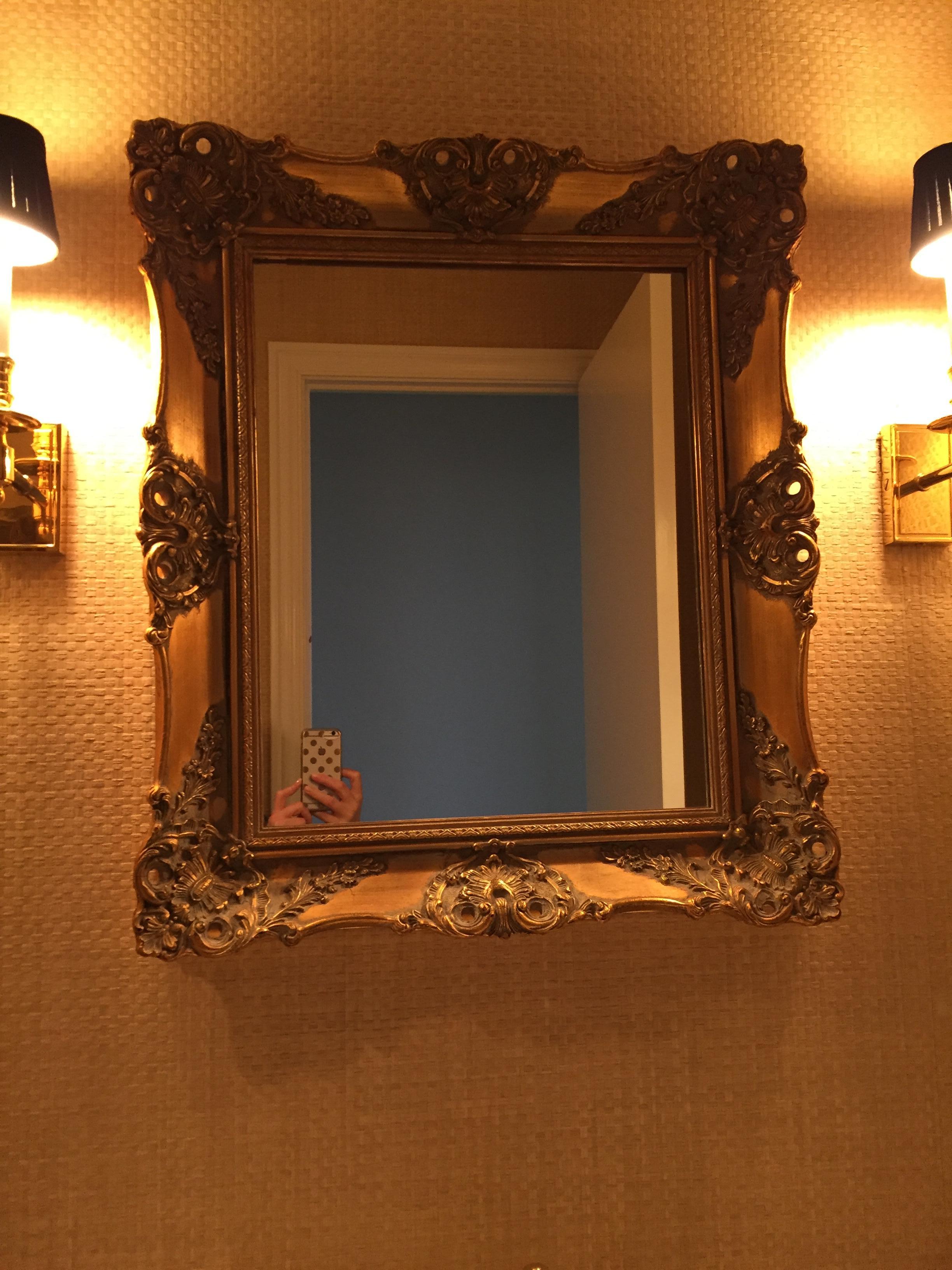 Vintage French Gilded Gold Framed Wall Mirror For Sale 1
