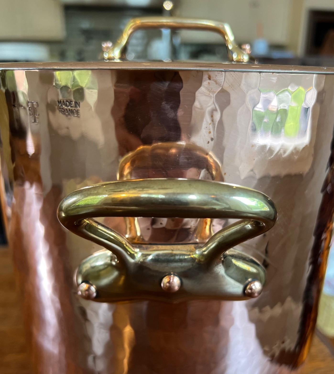 1970's Vintage French Made Hammered Lidded Copper Stockpot for Sur La Table 2