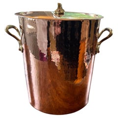 1970's Vintage French Made Hammered Lidded Copper Stockpot for Sur La Table