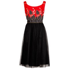 1970s Vintage French Silk + Lace Applique Dress