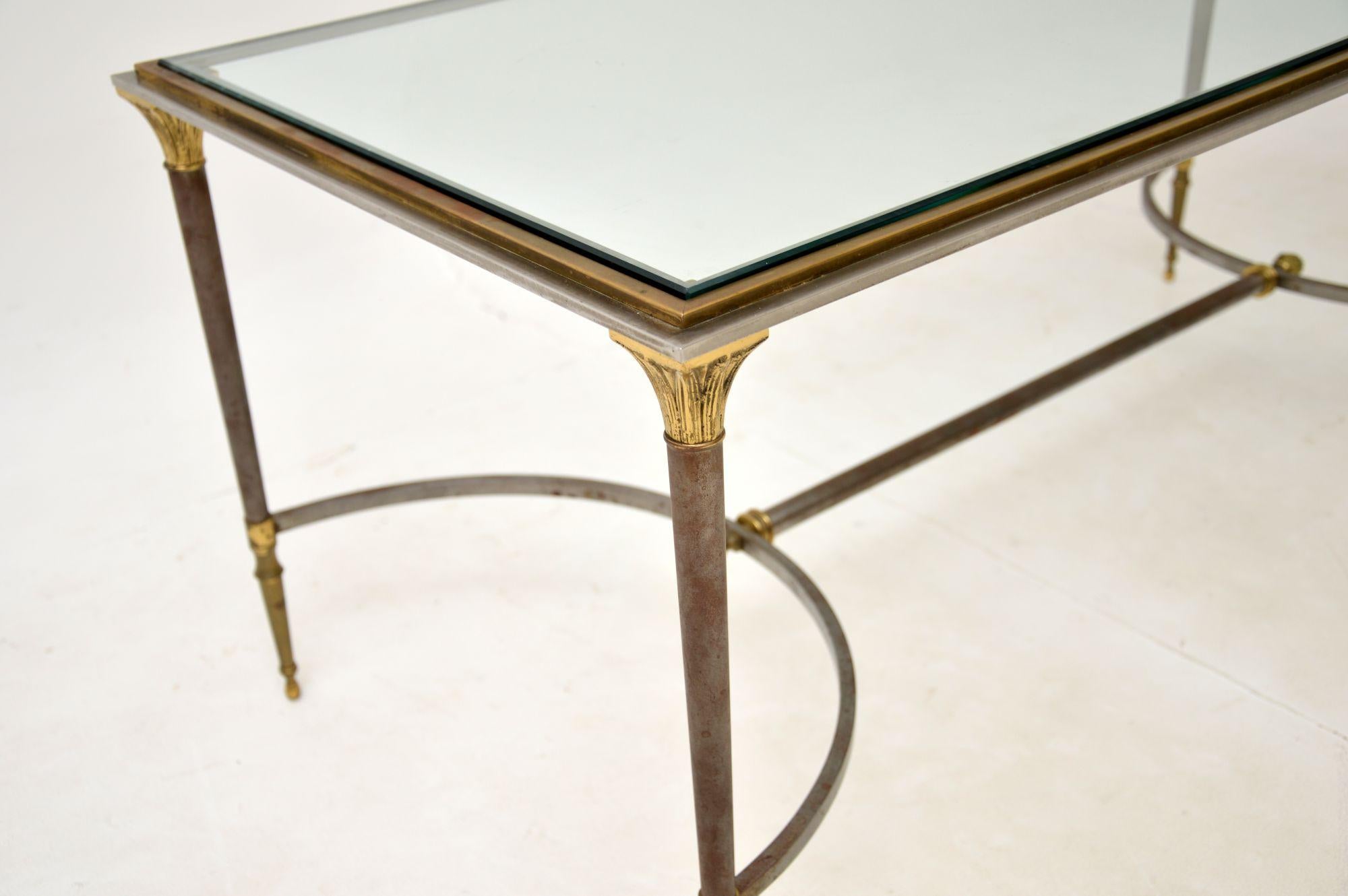1970's Vintage French Steel & Brass Coffee Table 5