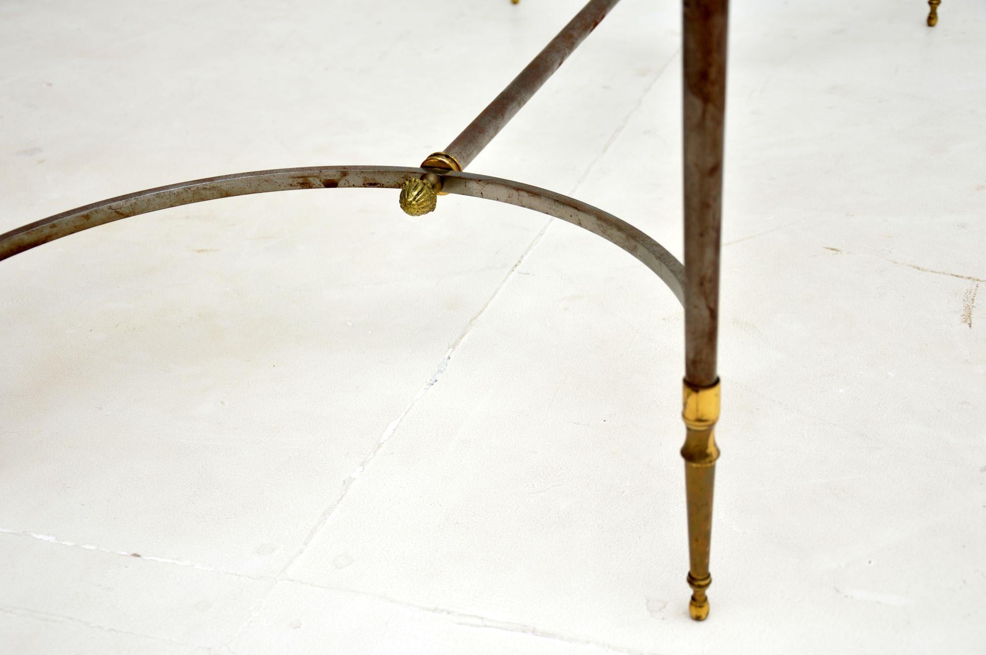 1970's Vintage French Steel & Brass Coffee Table 7