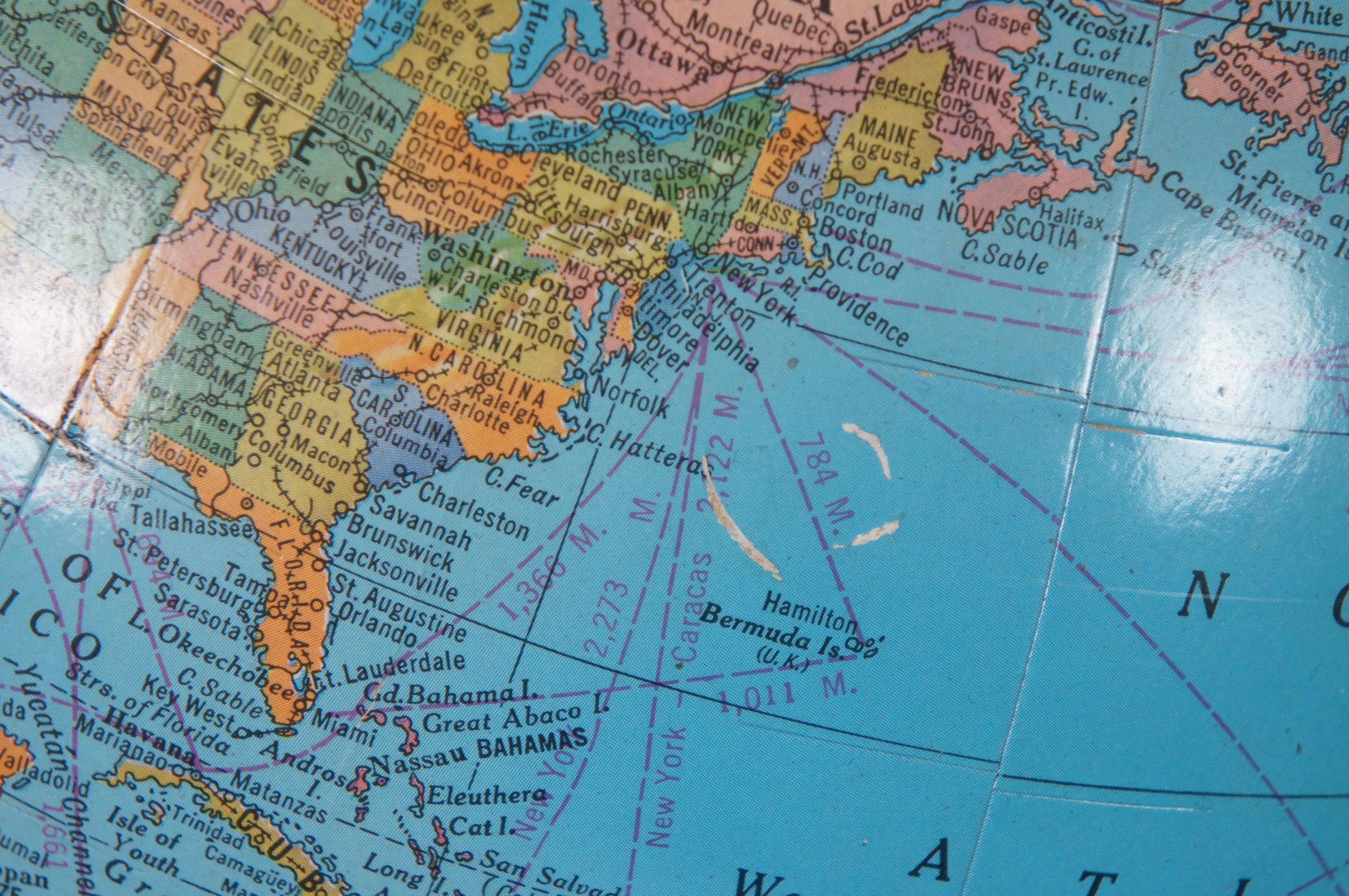 1970s Vintage George Crams Imperial World Globe & Stand USSR Atlas Map 6