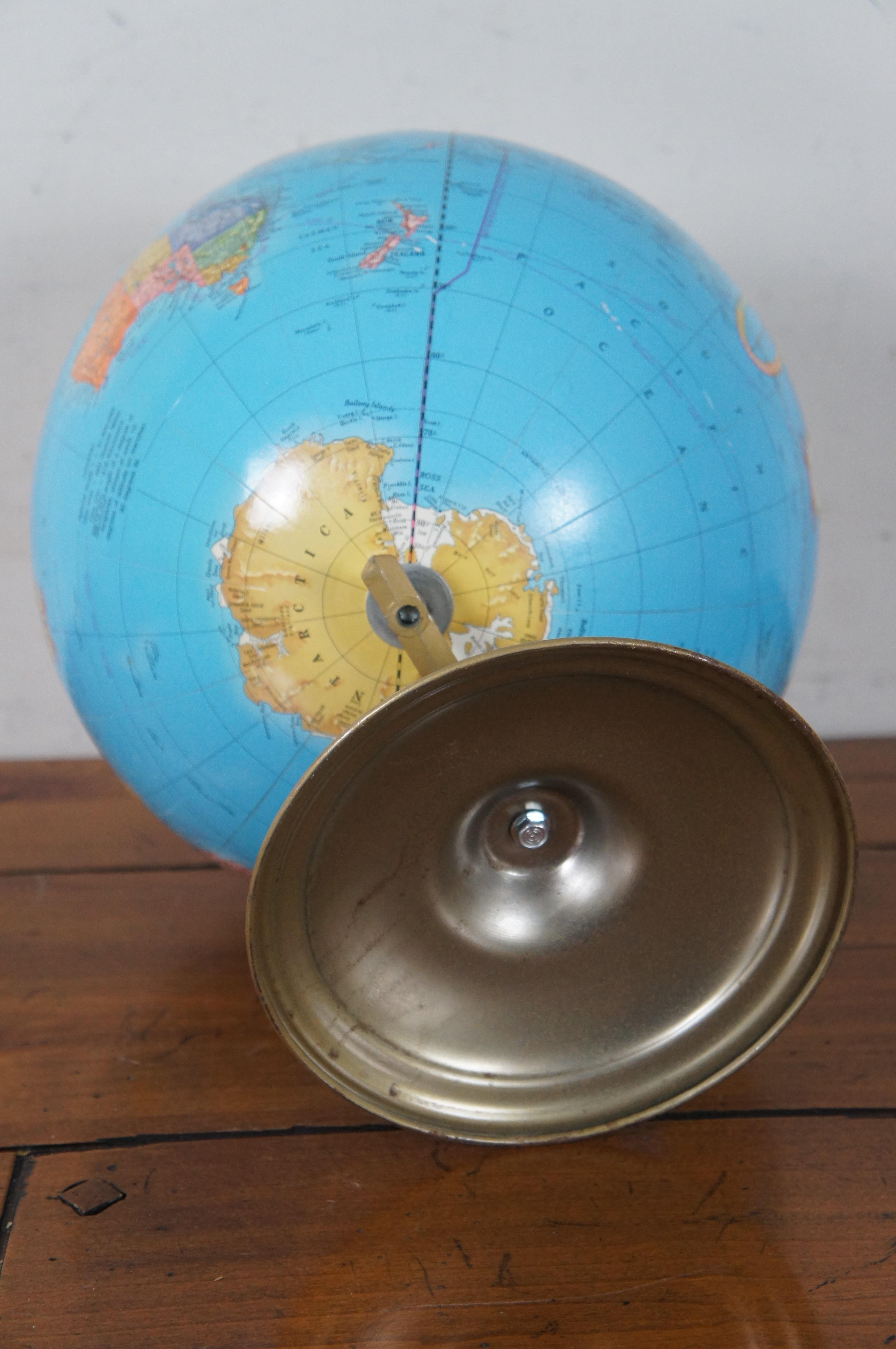 1970s Vintage George Crams Imperial World Globe & Stand USSR Atlas Map 2