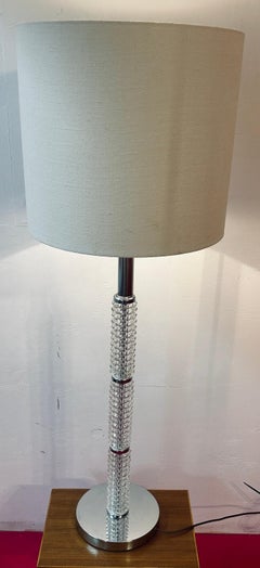 1970s Vintage German Faceted Glass & Polished Chrome Table or Floor Lamp