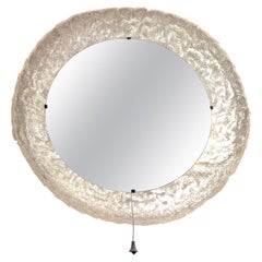 1970s Vintage German Hillebrand Leutchten Illuminated Round Wall Glass Mirror