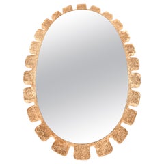 1970s Vintage German Illuminated Hillebrand Lucite Iced Frosted Oval Wall Mirror