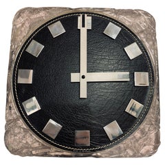 1970s Vintage German Kienzle Leather, Chrome & Lucite Space Age Wall Clock