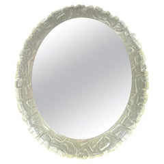 1970s Vintage German Oval Erco Back Lit Illuminated Lucite Glass Wall Mirror