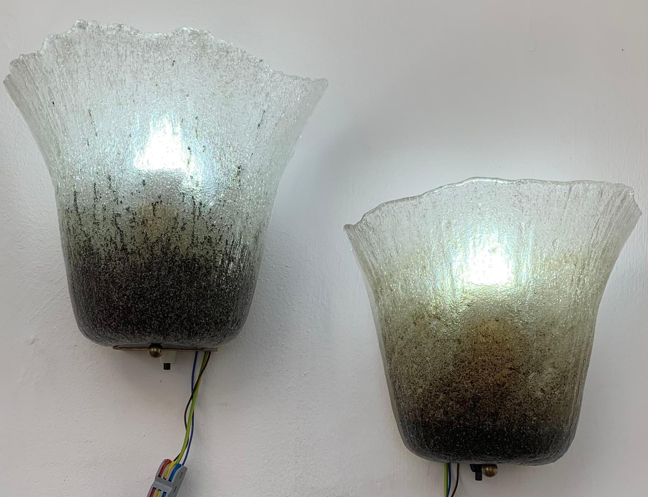 1970s Vintage German Peill & Putzler Calyx Murano Glass Wall Sconce or Light For Sale 10