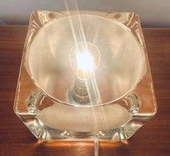 1970s Vintage German Peill & Putzler Frosted Ice Cube Glass Table Lamp