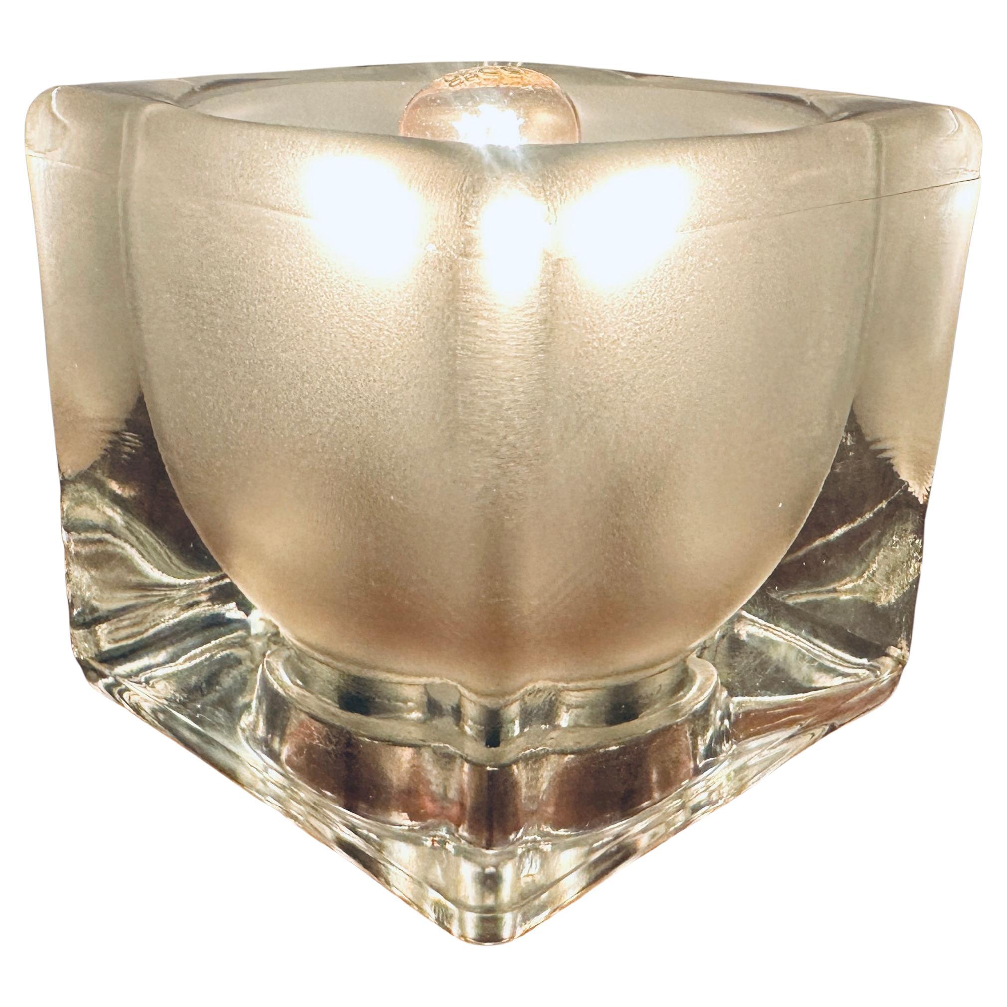 1970s Vintage German Peill & Putzler Frosted Ice Cube Glass Table Lamp