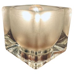 1970s Vintage German Peill & Putzler Frosted Ice Cube Glass Table Lamp