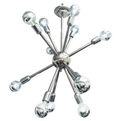 Plafoniera Sputnik a 11 bracci in cromo lucido tedesco degli anni '70. 3 disponibili