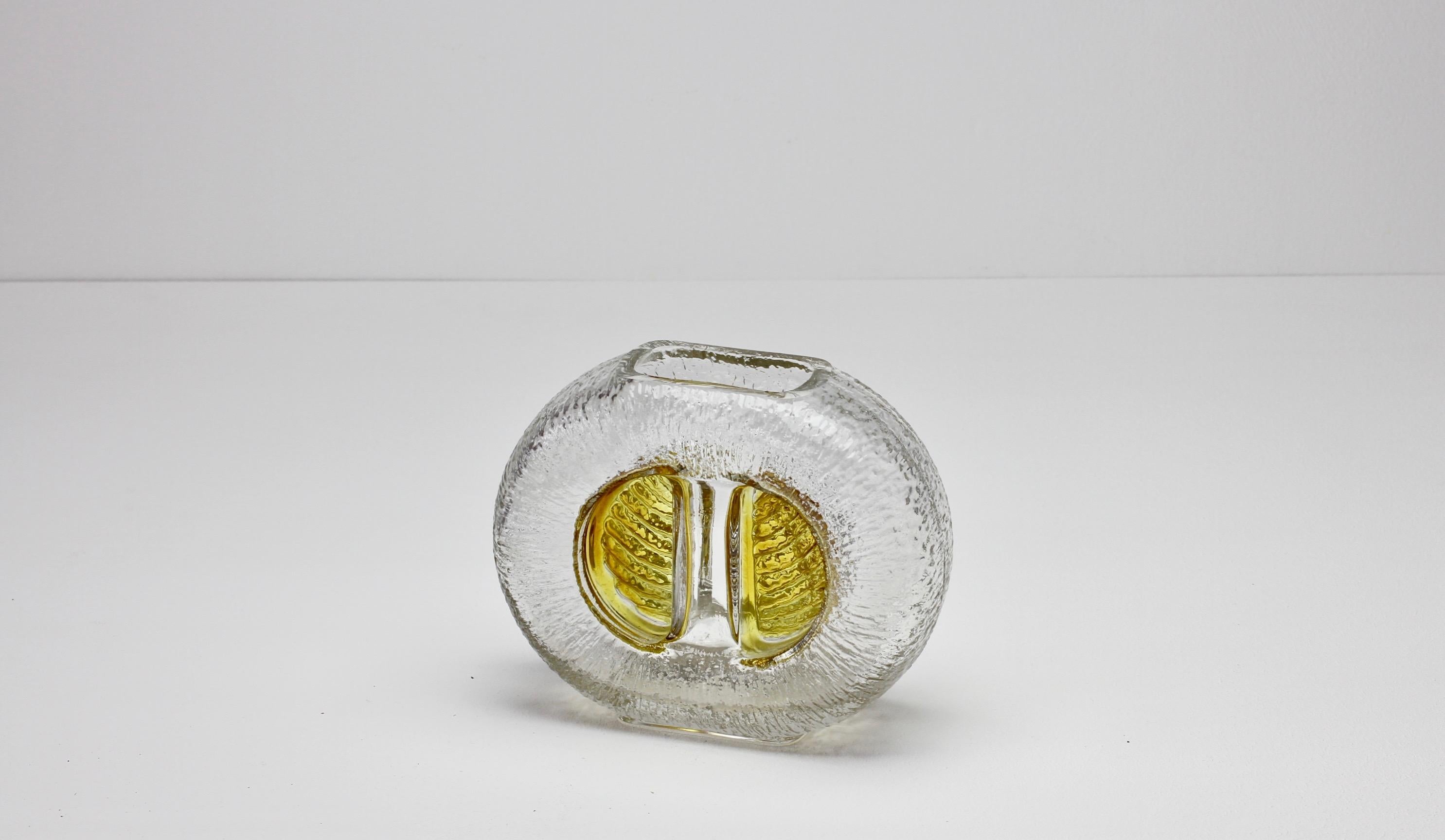 Blown Glass 1970s Vintage German Textured 'Lemon Segment' Glass Vase by Walther Glas For Sale