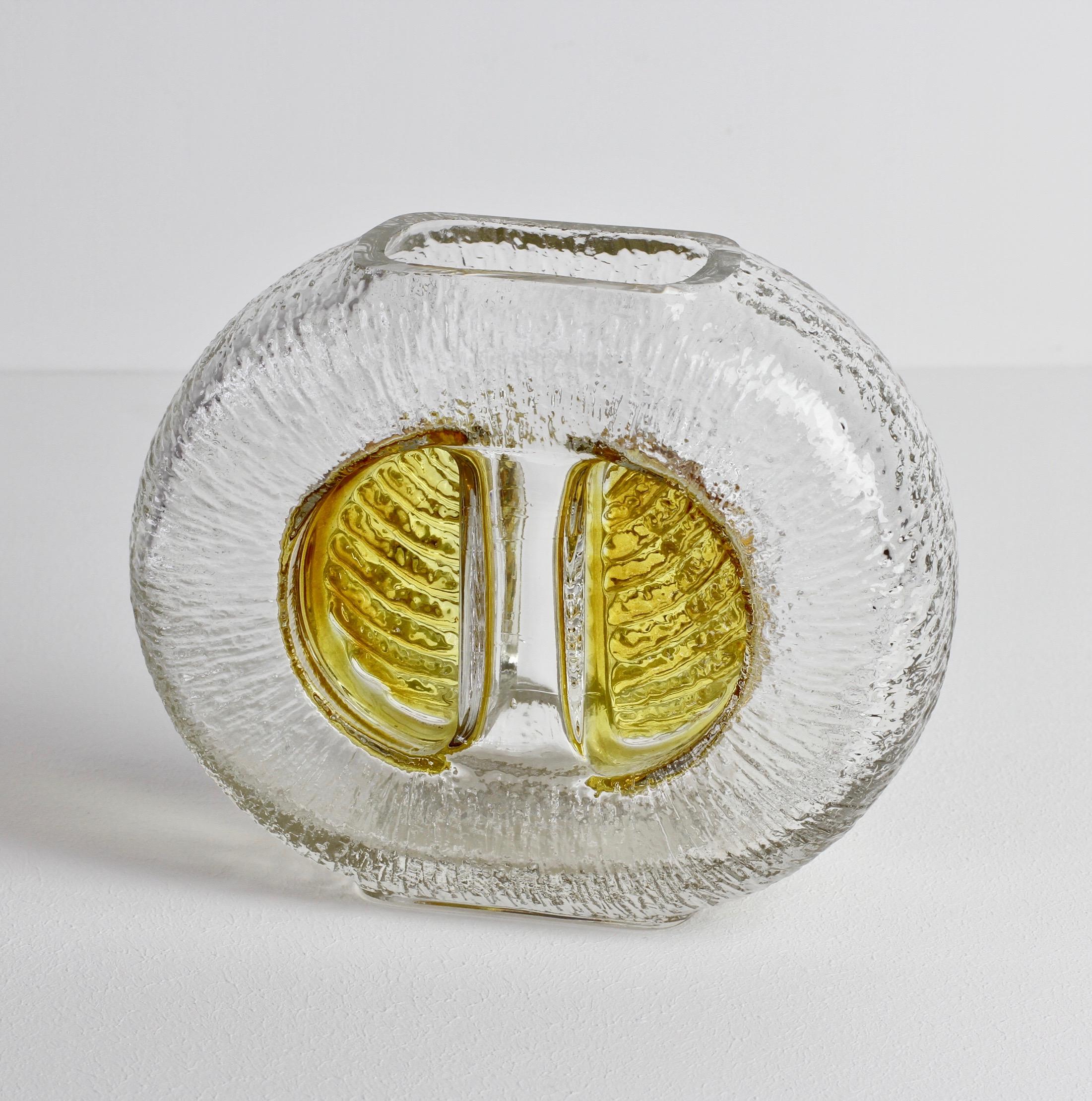 1970s Vintage German Textured 'Lemon Segment' Glass Vase by Walther Glas For Sale 1