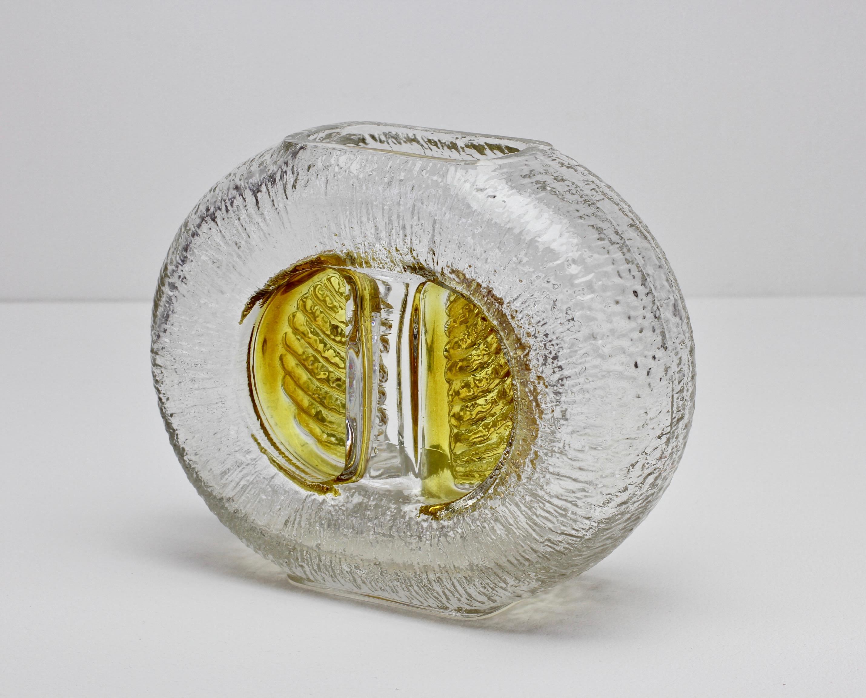 1970s Vintage German Textured 'Lemon Segment' Glass Vase by Walther Glas For Sale 4