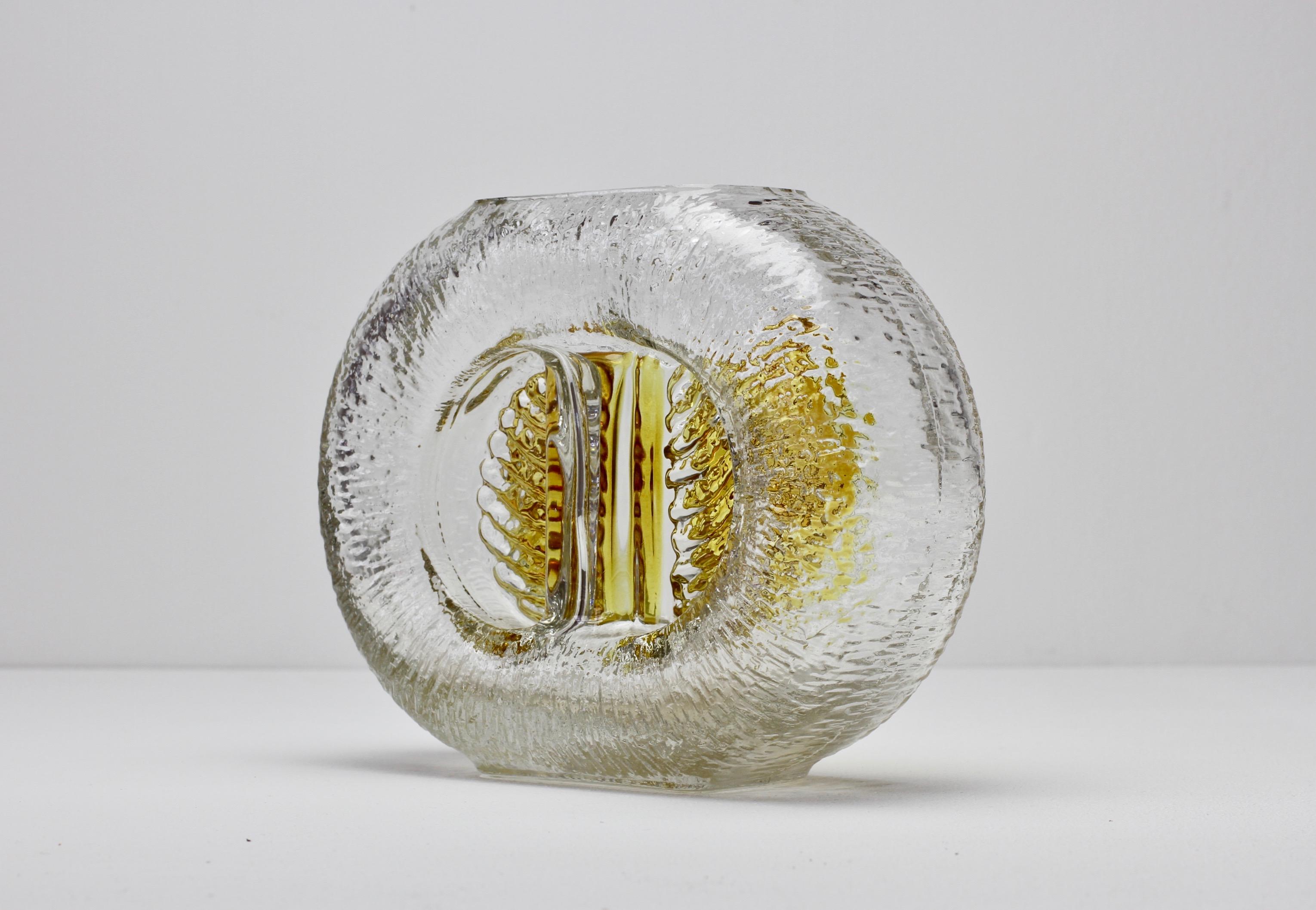Mid-Century Modern 1970s Vintage German Textured 'Lemon Segment' Glass Vase by Walther Glas For Sale